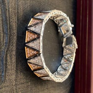 Sterling silver Aztec white and pink CZ bracelet.